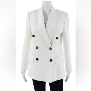 Brunello Cucinelli Unisex White Collared Button Long Sleeve Blazer Size 38